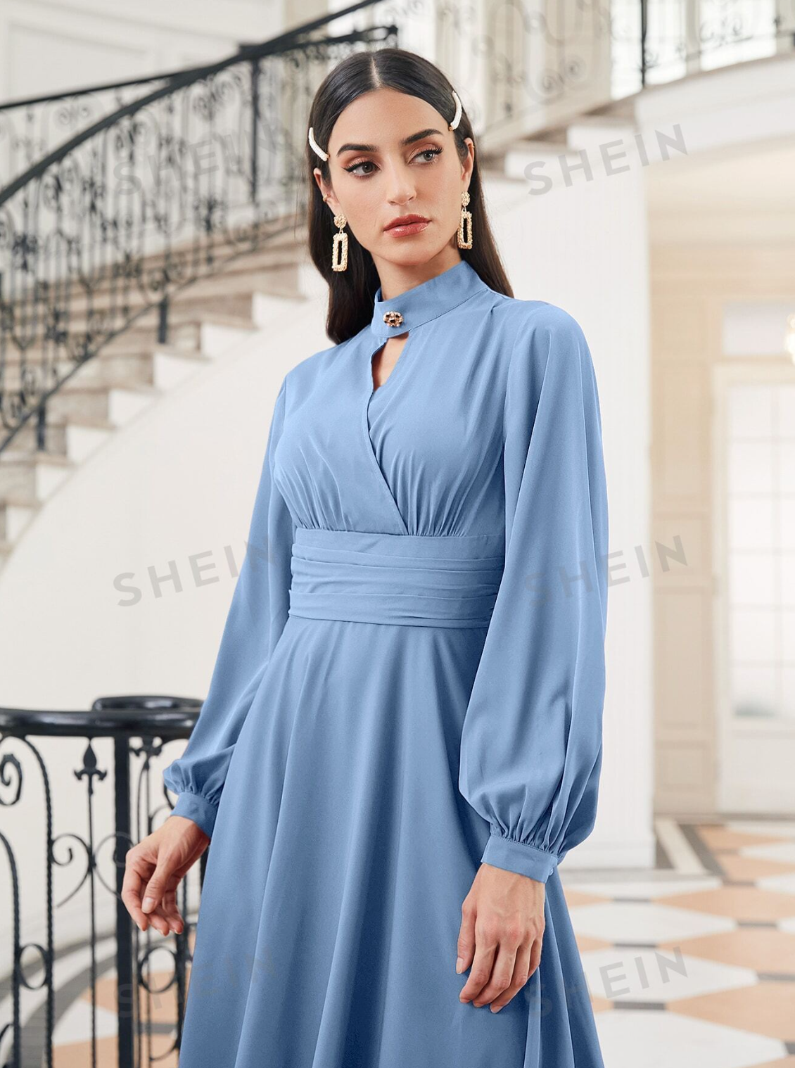 Robe SHEIN Mulvari à col ras du cou et manches évangélistes - Image 3