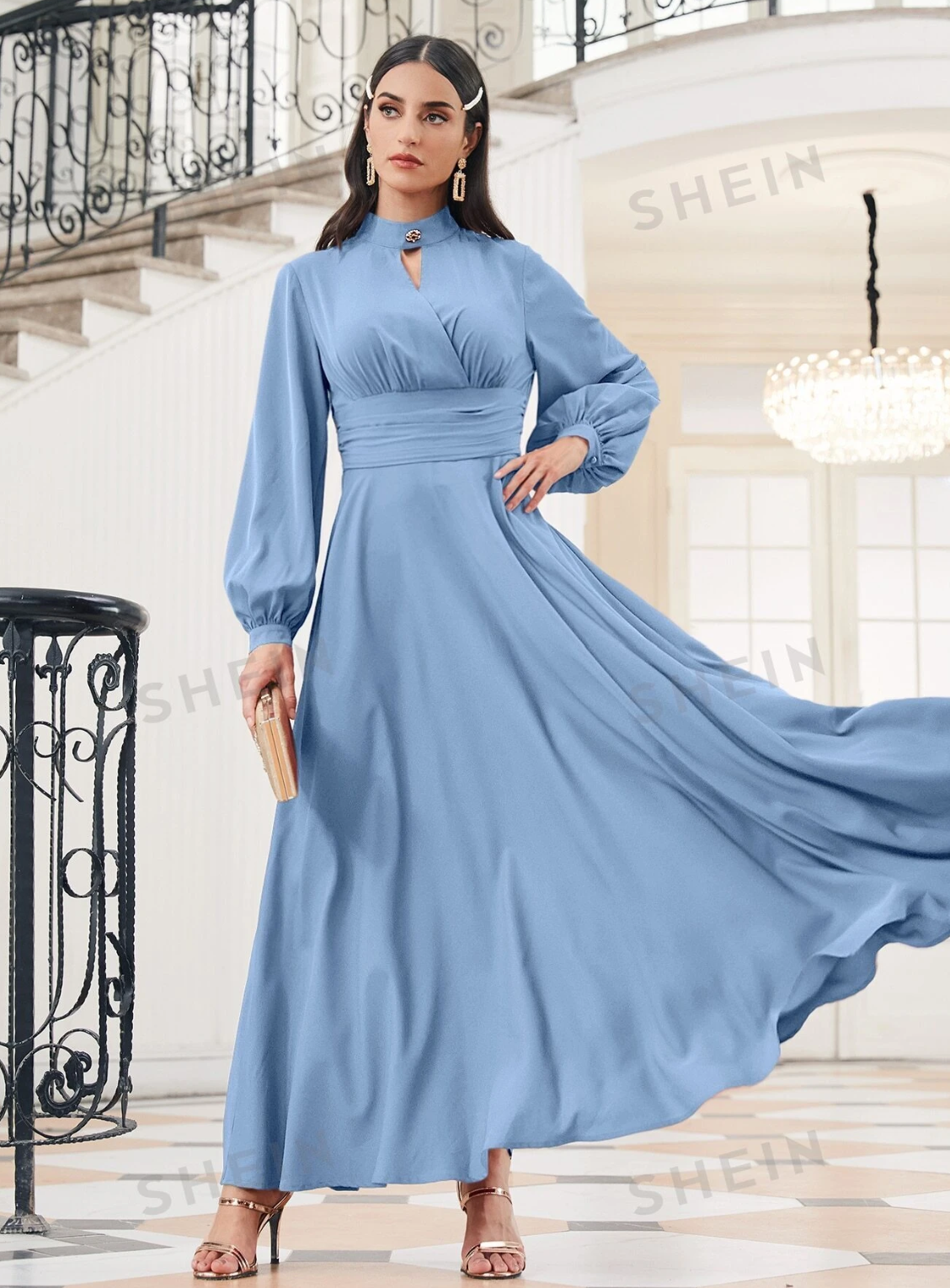 Robe SHEIN Mulvari à col ras du cou et manches évangélistes - Image 2