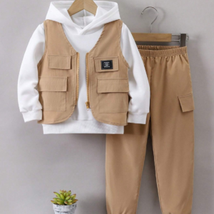 Ensemble décontracté avec sweat à capuche et pantalon cargo imprimé lettre