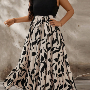 Robe sans manches avec design 2 en 1 et robe évasée élégante 638