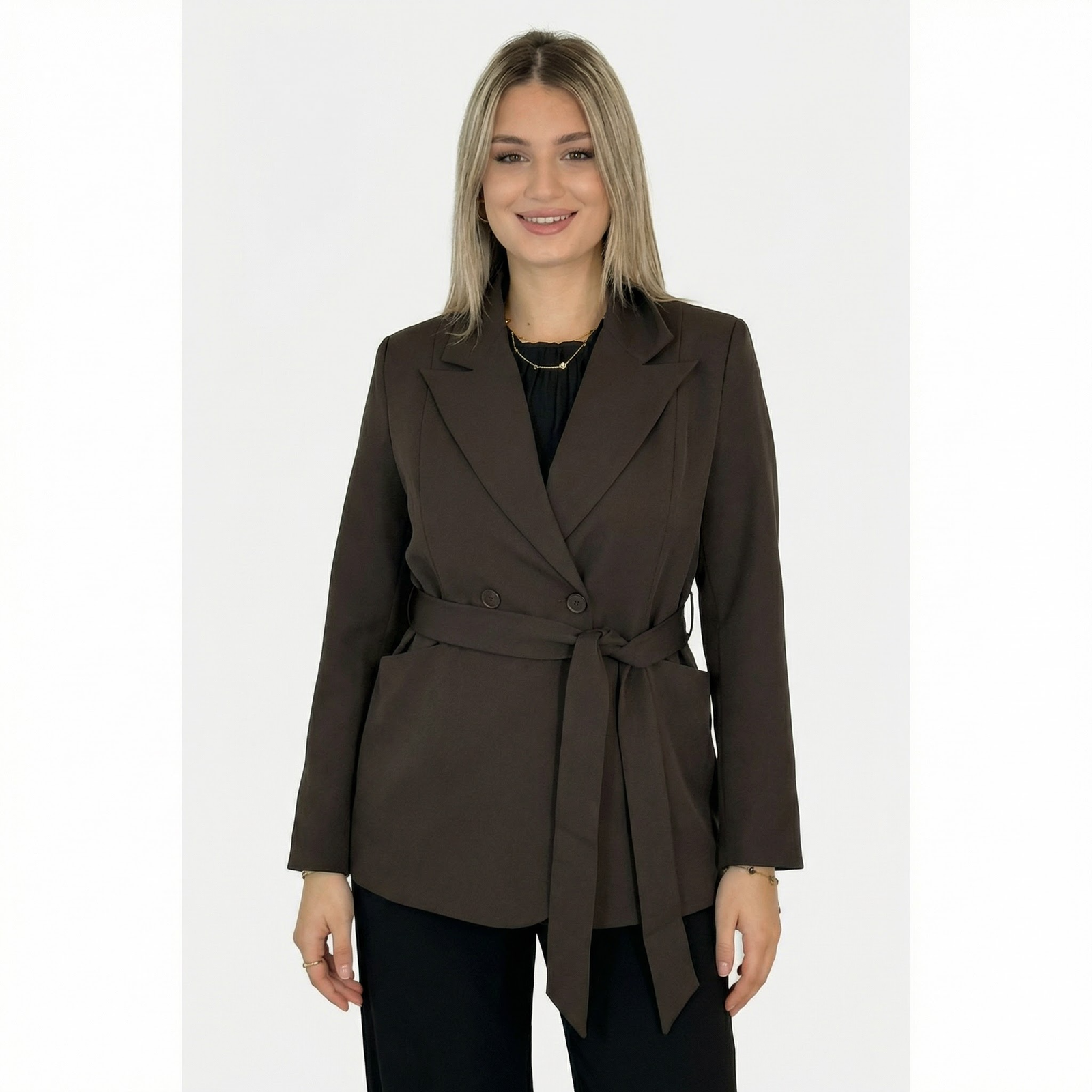 Blazer Doublé à Ceinture - Élégance et Chaleur pour l'Hiver – Image 2