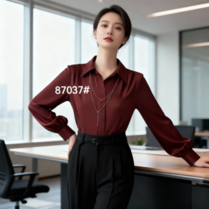 Chemise Élégante en Soie avec Manches Bouffantes